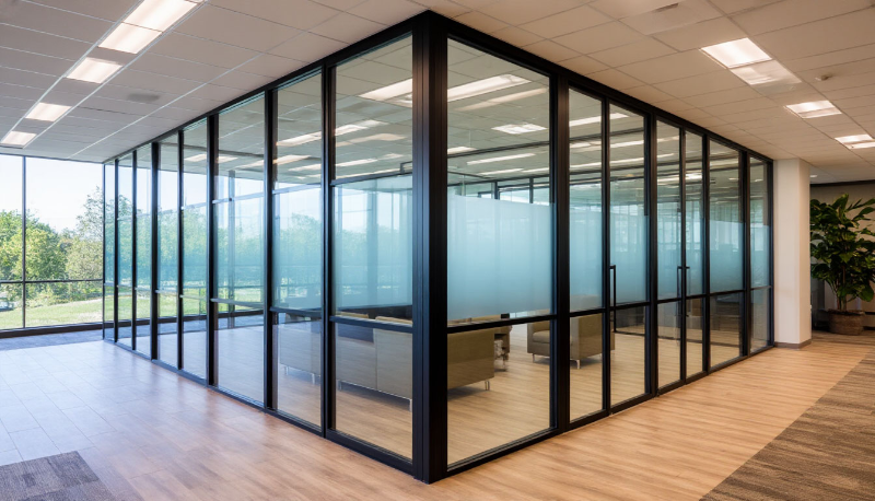 Цельностеклянные алюминиевые перегородки: особенности конструкции и применения.