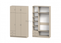 Шкаф 3-дверный с антресолью и 2 маленькими ящиками