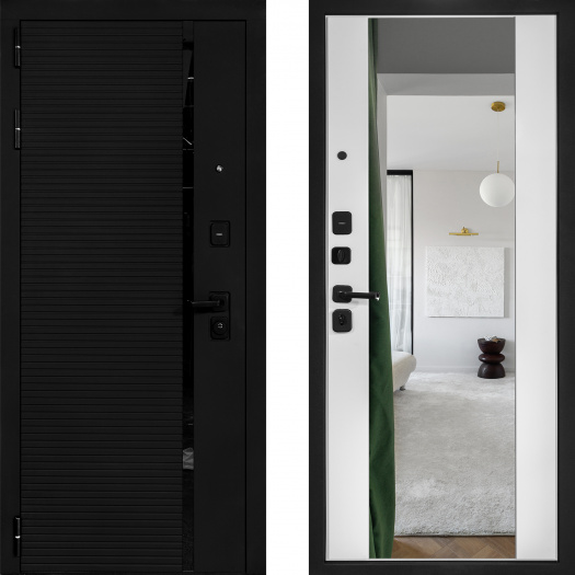 Входная дверь Палермо 2 Зеркало Ясень белый софт