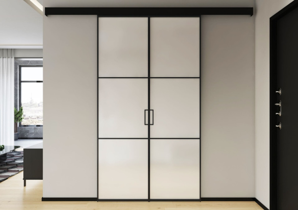 Перегородка из 2 подвижных / раздвижных створок