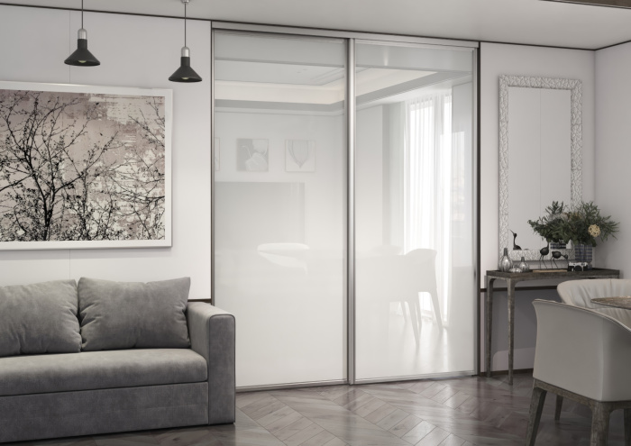 Перегородка из 2 створок (1 подвижная /раздвижная, 1 неподвижная)