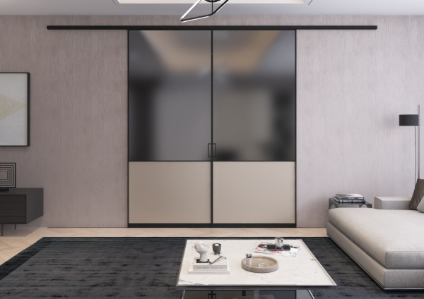 Перегородка из 2 подвижных / раздвижных створок