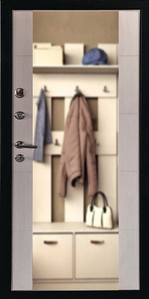 Входная дверь Эверест Зеркало Белёный дуб