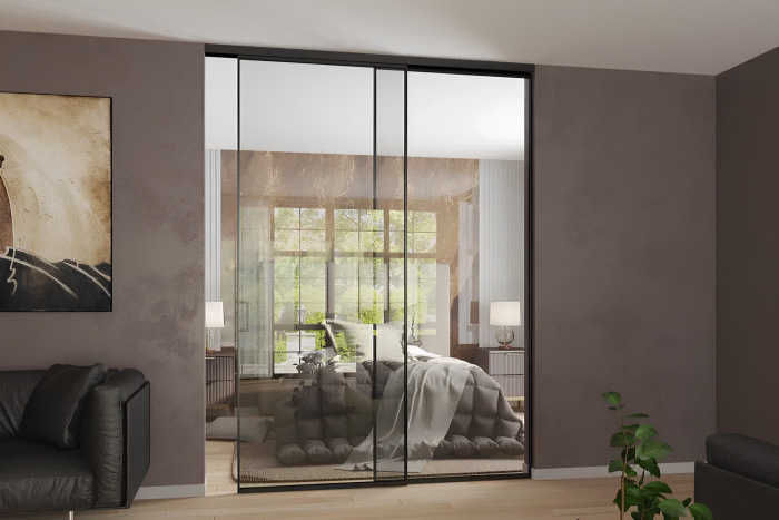 Перегородка из 2 створок (1 подвижная /раздвижная, 1 неподвижная)