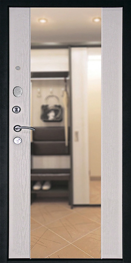 Входная дверь Теплолюкс Зеркало Белое дерево