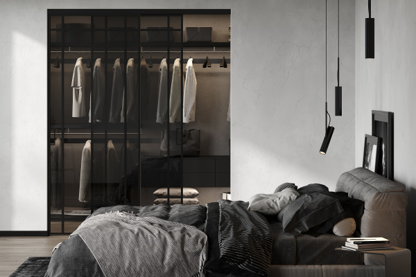 Перегородка из 4 створок (2 подвижные / раздвижные, 2 неподвижные)