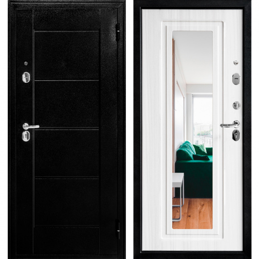 Входная дверь Модель 75 Зеркало Лиственница беленая