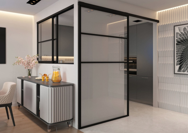 Перегородка с 1 подвижной / раздвижной створкой