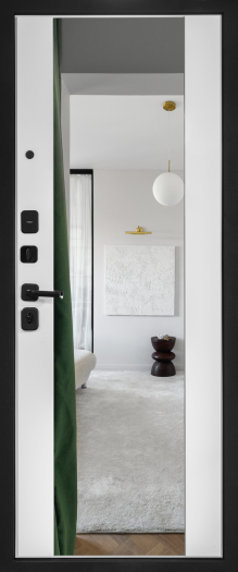 Входная дверь Палермо 2 Зеркало Ясень белый софт