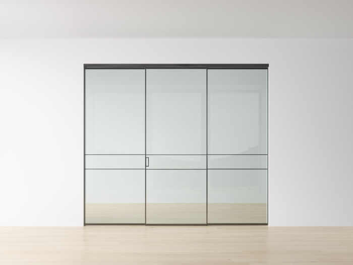 Перегородка из 3 створок (1 подвижная / раздвижная, 2 неподвижные)