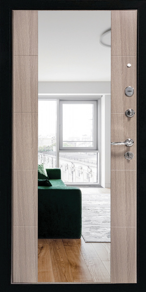 Входная дверь Эверест Зеркало Сандал серый