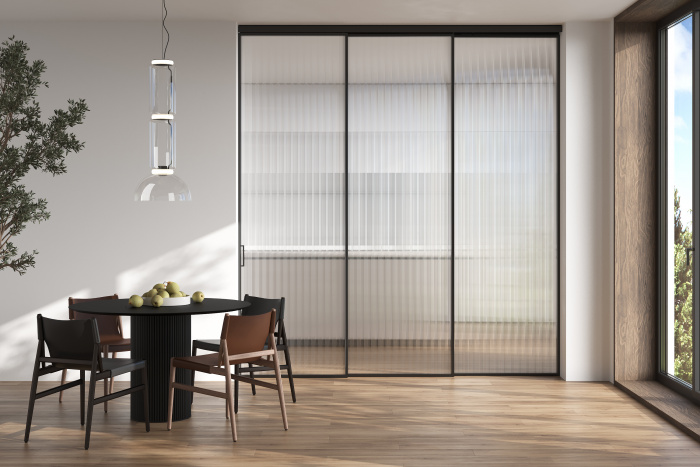 Перегородка из 3 створок - Телескопико 2 (1 неподвижная, 2 подвижные)