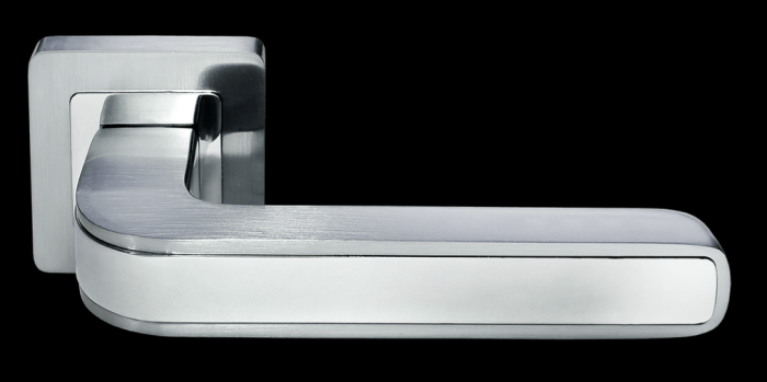 Дверные ручки Morelli «EON» на квадратной накладке MH-46 SC/CP-S55, цвет — матовый хром/хром»