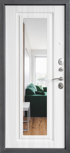 Входная дверь Рубикон Зеркало Сандал белый