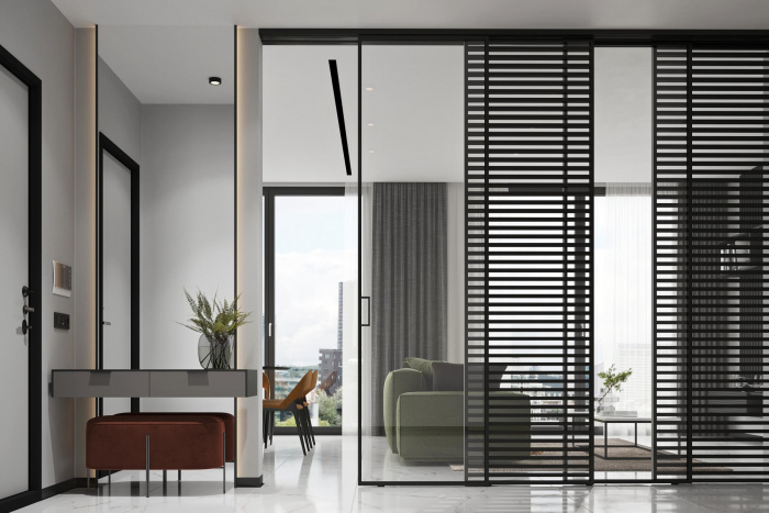 Перегородка из 4 створок - Телескопико 2 (3 подвижные, 1 неподвижная)