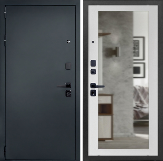 Входная дверь Брест Зеркало Белый матовый