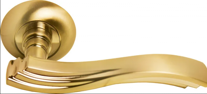 Дверные ручки Morelli «МИРАЖ» MH-14 SG/GP, цвет — мат.золото/золото»