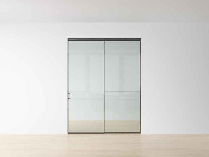 Перегородка из 2 створок (1 подвижная /раздвижная, 1 неподвижная)