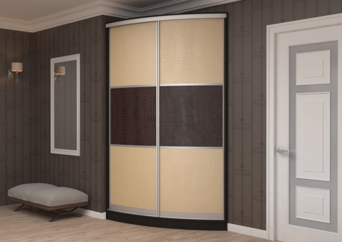 Радиусный шкаф-купе (кожзам)